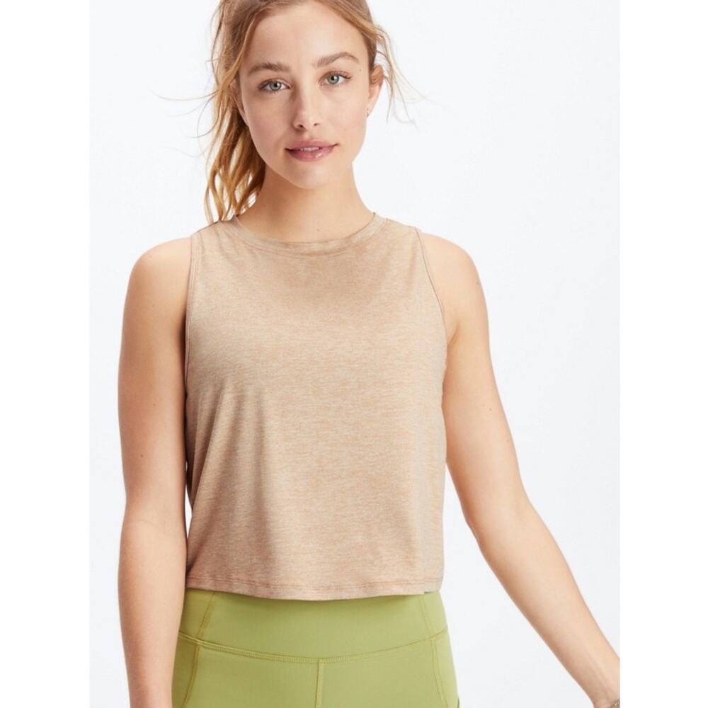 Fabletics Dry-Flex Cropped Muscle Tank Nude Tan XXL